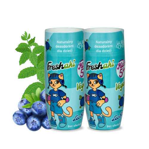 Naturalny dezodorant w kulce dla dzieci Freshaki, Leo Rider, Mint Bluberry, 50 ml, 2-pak