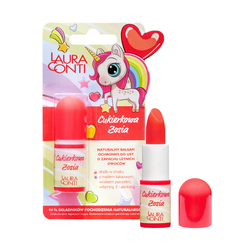 Pomadka dla dzieci ochronna, naturalny skład Cukierkowa Zosia Laura Conti - Zapach owocowych cukierków