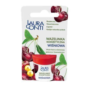 Wazelinka kosmetyczna do ust z witaminami A i E, Laura Conti - Wiśniowa