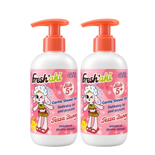 Delikatny żel pod prysznic dla dzieci 5+, Aloes Kiwano, Freshaki Tessa Bunny, 300 ml
