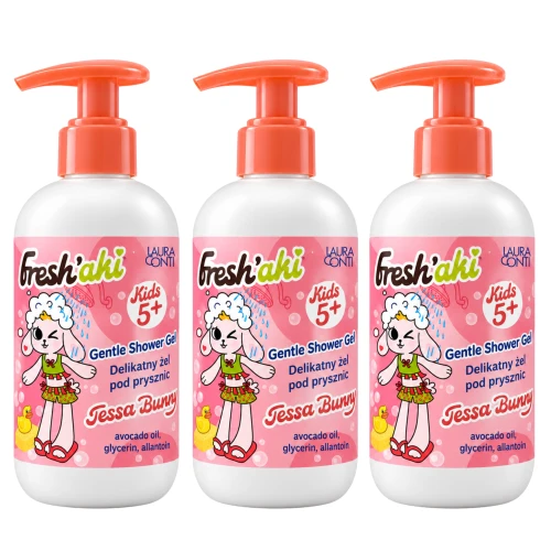 Delikatny żel pod prysznic dla dzieci 5+, Aloes Kiwano, Freshaki Tessa Bunny, 300 ml
