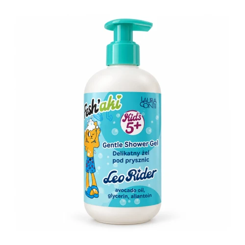 Delikatny żel pod prysznic dla dzieci 5+, Mięta Jagoda, Freshaki Leo Rider, 300 ml