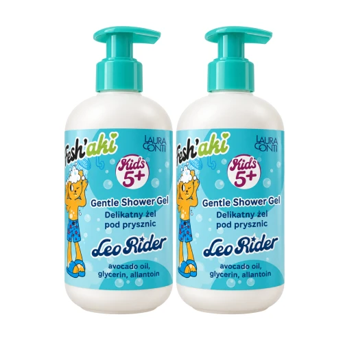 Delikatny żel pod prysznic dla dzieci 5+, Mięta Jagoda, Freshaki Leo Rider, 2x300 ml
